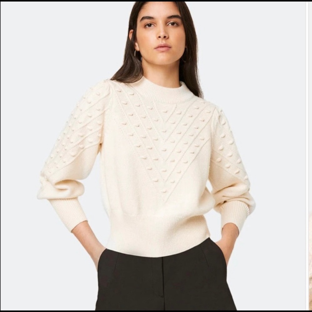 Puff Sleeve Bobble Sweater in Cream